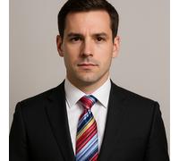 Arcobaleno Uomo Cravatta 8CM Blu Rosso Giallo Righe Pastello Multi Seta Gift UK