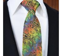 Arcobaleno Uomo Cravatta Multicolore Mulinello Seta Elegante Paisley Matrimonio