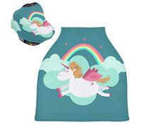 Arcobaleno Volare Unicorno Auto per Bambini Passeggino Tettoia Copri Seggiolino Copertura Infermieristica per L'Allattamento Al Seno All-In-1 Morbido Traspirante Elastica Tettuccio