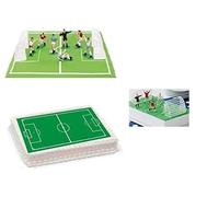 ARCOBALENOPARTY Kit per Torte Calcio Ostia Campo di Calcio con Set Giocatori 7 Pezzi