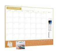 ARCOBIS Lavagna bianca magnetica cancellabile a secco, 61 x 45,7 cm, lavagna bianca magnetica cancellabile a secco, per parete, cornice dorata, combinazione mensile per ufficio, casa, scuola