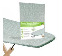 ARCOL Copriasse da Stiro ad Elastico Compatibile per Asse da Stiro Foppapedretti - Made in Italy - Ricambio Copertura asse da Stiro 100% Cotone - Telo asse da stiro (Copertina, Verde Stampa Moderno)
