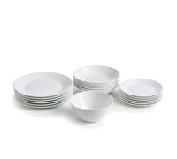 Arcopal Zelie - Servizio di piatti, Vetro temperato, Bianco, 19 pezzi | Bianco, design rotondo, finitura lucida, impilabile, prodotto in Francia, adatto al microonde