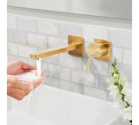 ARCORA Rubinetto Lavabo da Incasso, Miscelatore Lavabo a Parete, Rubinetto a Muro Ottone Massiccio, Monocomando, Cartuccia Ceramica, Aeratore Rimovibile, per Lavabo da Bagno, Dorato