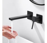 ARCORA Rubinetto Lavabo da Incasso, Miscelatore Lavabo a Parete, Rubinetto a Muro Ottone Massiccio, Monocomando, Cartuccia Ceramica, Aeratore Rimovibile, per Lavabo da Bagno, Nero