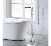 ARCORA Rubinetto Vasca a Pavimento con Doccetta, Miscelatore Vasca a Pavimento, Girevole 360°, Ottone Massiccio e Acciaio Inox, Cartuccia Ceramica, per Vasca Freestanding, Cromato