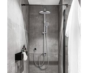 ARCORA Set Doccia, Kit Colonna Doccia Acciaio Inox, Doccetta 3 Spruzzi, Girevole 360°, Altezza Regolabile, Attacco G1/2 Universale, Sistema Doccia a Parete, per Box Doccia, Cromato (Senza Miscelatore)