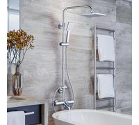 ARCORA Set Doccia Termostatico Completo, Sistema Doccia, Rame e Acciaio Inox, Miscelatore Vasca Doccia Termostatico 38℃, 3 Modalità di Erogazione, Cambio Facile Doccia-Vasca, Cromato