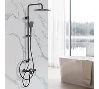 ARCORA Set Doccia Termostatico Completo, Sistema Doccia, Rame e Acciaio Inox, Miscelatore Vasca Doccia Termostatico 38℃, 3 Modalità di Erogazione, Cambio Facile Doccia-Vasca, Nero