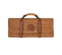 Arcos Borsa Coltelli Borsa Coltelli Cucina Professionale Astuccio Professionale Porta Coltelli 10 Pezzi | 42 cm Lungo | Maniglia per il Trasporto| Pelle Colore Miele | Fibbia Regolabile, marrone