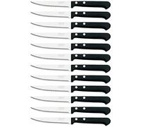 Arcos Coltelleria da Tavola - Scatola 12 Pezzi Coltello Bistecca Coltello Tavola - Lama Acciaio Inossidabile Nitrum 110 mm - Manico Nylon Colore Nero (12 PCS)