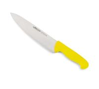 Arcos Coltello Chef 2900 - Lama in Acciaio Inossidabile Nitrum 25 cm - Manico in Polipropilene, Codificato per la Sicurezza Alimentare - Giallo, Argento