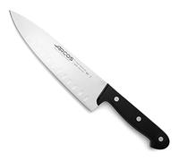 Arcos Coltello Chef Granton in Acciaio Inossidabile per Tagliare e Pelare Alimenti Piccoli - Manico Ergonomico in Poliossimetilene, Lama da 200 mm - Serie Universal, Colore Nero