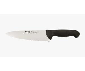 ARCOS Coltello da Cuoco Lama Seghettata Nitrum 200 mm | Manico in polipropilene iniettato. Serie 2900. Colore Nero.