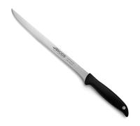 Arcos Coltello da Taglio/Jamonero con Lama in Acciaio Inossidabile Nitrum 240 mm - Manico Ergonomico in Poliossimetilene POM, Serie Menorca - Nero, Manico in Polipropilene Azzurro Chiaro