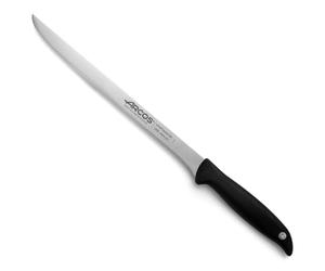 Arcos Coltello da Taglio/Jamonero con Lama in Acciaio Inossidabile Nitrum 240 mm - Manico Ergonomico in Poliossimetilene POM, Serie Menorca - Nero, Manico in Polipropilene Azzurro Chiaro