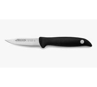 Arcos Coltello per Sbucciare in Acciaio Inossidabile, Coltello da Cucina Professionale per Frutta e Verdura, Manico Ergonomico in Polipropilene, Lama da 80 mm, Nero, Serie Menorca