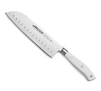 Arcos Coltello Santoku Forgiato in Acciaio Inossidabile - Coltello Giapponese Affilato per Tagliare Carne, Pesce e Verdure - Manico Ergonomico in Poliossimetilene, Lama da 180 mm - Riviera Blanc