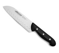 Arcos Coltello Santoku in Acciaio Inossidabile Nitrum - Coltello da Cucina Giapponese per Pesce, Carne e Verdure, Manico Ergonomico in Poliossimetilene POM, Lama da 170 mm - Nero, Serie Maitre