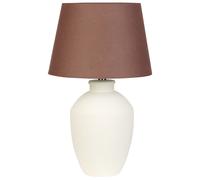 Beliani Lampada da tavolo in ceramica bianca con paralume in lino e base minimalista