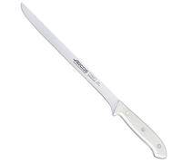 ARCOS Montblanc Coltello per Prosciutto Acciaio Inox Nitrum 250 mm | Manico in poliossimetilene POM. Serie Montblanc. Colore bianco.