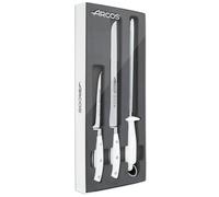 Arcos Riviera Blanc, Set di Prosciutto 3 pezzi, Acciaio Inossidabile Forgiato, Manico POM, Colore Bianco (COPRI PROSCIUTTO REGALO)