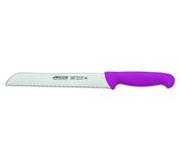 Arcos Serie 2900 - Coltello Pane - Lama Acciaio Inossidabile Nitrum 200 mm - Manico Polipropilene Colore Porpora