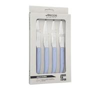 Arcos Serie Coltelli da Tavolo - Set di Coltelli da Pranzo 4 Pezzi - Lama in Acciaio Inox NITRUM da 110 mm - Bordo Liscio - Manico in Polipropilene - Colore Blu
