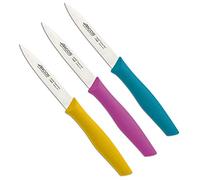 Arcos Serie Nova - Coltello Peeling, Nitrum Inox, Packaging Ecologico, 3 Colori Fucsia, Turchese e Giallo