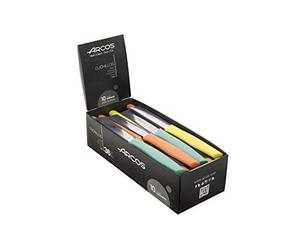 Arcos Serie Nova -Set 36 pezzi Coltello Sbucciare - Lama Acciaio Inossidabile NITRUM 85 mm - Manico in polipropilene in 3 colori
