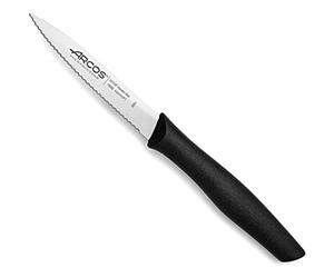 Arcos Serie Nova - Spelucchino Coltello per sbucciare Serrato - Lama Acciaio Inossidabile Nitrum 100 mm - Manico Polipropilene Colore Nero
