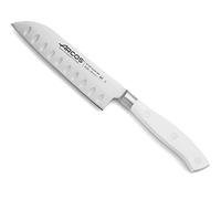 Arcos Serie Riviera Blanc, Coltello Santoku Coltello Giapponese, Acciaio Inossidabile Forgiato NITRUM 140 mm, Manico Polioxymetilene (POM), Colore Bianco