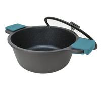 Arcos Serie Thera | Pentola Antiaderente | Alluminio Fuso | Adatto a qualsiasi cucina | Manici di silicone | Sistema risparmio energetico | Lavabile in lavastoviglie | Colore Nero e Azzurro (28 cm)