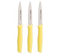 Arcos | Set 3 Coltelli Spelucchino | Coltelli Coltello Sbucciare | Coltelli per pelare patate | Acciaio Inossidabile NITRUM | Lama di 100 mm | Imballaggio ecologico | Colore giallo