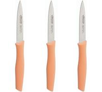 Arcos | Set 3 Coltelli Spelucchino | Coltelli Coltello Sbucciare | Coltelli per pelare patate | Acciaio Inossidabile NITRUM | Lama di 100 mm | Imballaggio ecologico | Colore corallo