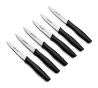 ARCOS Set 6 Pezzi Coltello da Cucina 10 cm. 6 Coltelli da Cucina in Acciaio Inox con Manico Ergonomico in Polipropilene per Tagliare Frutta, Verdura e Tuberi. Serie Nova. Colore Nero