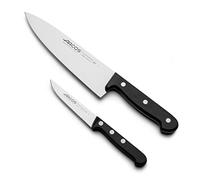 Arcos Set Coltelli 2 Pezzi in Acciaio Inossidabile Nitrum - Lama da 360 mm, Coltello da Cucina Professionale con Manico Ergonomico in Poliossimetilene POM - Nero, Serie Universal