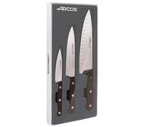 Arcos Set Coltelli 3 Pezzi in Acciaio Inossidabile Nitrum - Lama Professionale, Ideale per Cucina - Manico Ergonomico in Poliossimetilene POM, Serie Universal - Nero