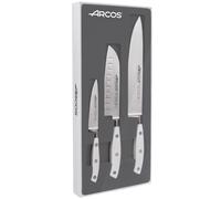 Arcos Set Coltelli Forgiati 3 Pezzi - Acciaio Inossidabile con Lama Sottile e Bordi Lisci, Manico Ergonomico in Poliossimetilene POM - Serie Riviera Blanc, Colore Bianco