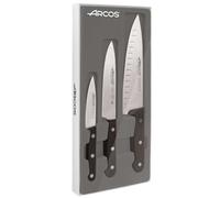 ARCOS Set di 3 Coltelli da Cucina Essenziali. Coltelli con Lama in Acciaio Inossidabile e Manico in Poliossimetilene, Adatti alla Lavastoviglie. Serie Universale. Colore Nero