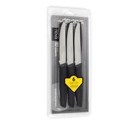 Arcos Set di 6 Coltelli da Carne - Set di Coltelli Sdentati Multifunzione - Lama in Acciaio Inossidabile Nitrum da 110 mm - Manico Ergonomico in Polipropilene Nero - Serie Nova