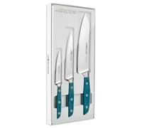 Arcos Set di Coltelli da Cucina in Acciaio Inossidabile Forgiato - 3 Pezzi, Manico in Micarta, Ideale per Impresionare con Ogni Taglio - Blu, Serie Brooklyn