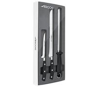 Arcos Set di Coltelli da Cucina Professionale in Acciaio Inossidabile Nitrum - 3 Pezzi, Lama in mm, Ideale per Tagliare una Varietà di Alimenti - Manico Ergonomico in Poliossimetilene POM, Nero