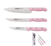 Arcos Set di coltelli da cucina rosa | 3 pezzi | Coltello da chef | Coltello da verdure | Coltello da sbucciatura | Set coltelli da cucina rosa | Coltelli rosa | Edizione limitata | Solidaria