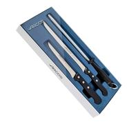 Arcos Set di Coltelli da Taglio 3 Pezzi in Acciaio Inossidabile Nitrum - Manico Ergonomico in Poliossimetilene POM, Lama Lunga e Resistente con Bordo Seghettato per Taglio Facile - Nero, Universal