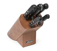 ARCOS Set di Coltelli in Acciaio Inossidabile Nitrum - 5 Pezzi con Blocco in Legno di Pino, Manico Ergonomico in Poliossimetilene POM per Maggiore Controllo - Nero, Serie Universal