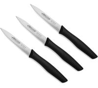 Arcos Set di Coltelli per Sbucciare in Acciaio Inossidabile, 3 Pezzi, Manico in Polipropilene, Ideale per Pelare, Lavabile in Lavastoviglie, Nero, Serie Nova