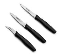 Arcos Set di Coltelli per Sbucciare in Acciaio Inossidabile, Manico Ergonomico in Polipropilene, 3 Pezzi per Frutta, Verdura e Tuberi, Nero, Serie Nova
