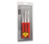 Arcos Set di Coltelli per Sbucciare in Acciaio Inossidabile, Manico Ergonomico in Polipropilene per Frutta, Verdura e Tuberi (Rosso) Serie Nova