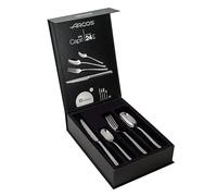 ARCOS Set di Posate da Tavola 24 Pezzi - Servizio Completo per 6 Persone con 6 Cucchiai, 6 Coltelli, 6 Forchette e 6 Cucchiaini da Dessert - Colore Argento, Serie Capri